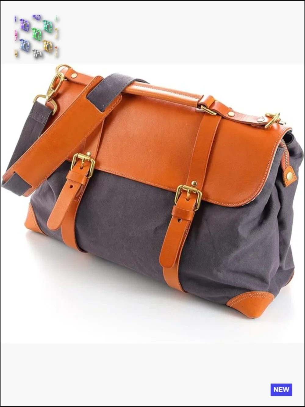 Canvas & Full Grain Leather Crossbody Bag Handmade Artisan Messenger Laptop